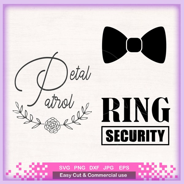 Bow tie Ring Security SVG, petal patrol Svg, Wedding SVG, Ring Bearer svg Iron for Shirt , Cricut, Silhouette, Ring Bearer Gift svg