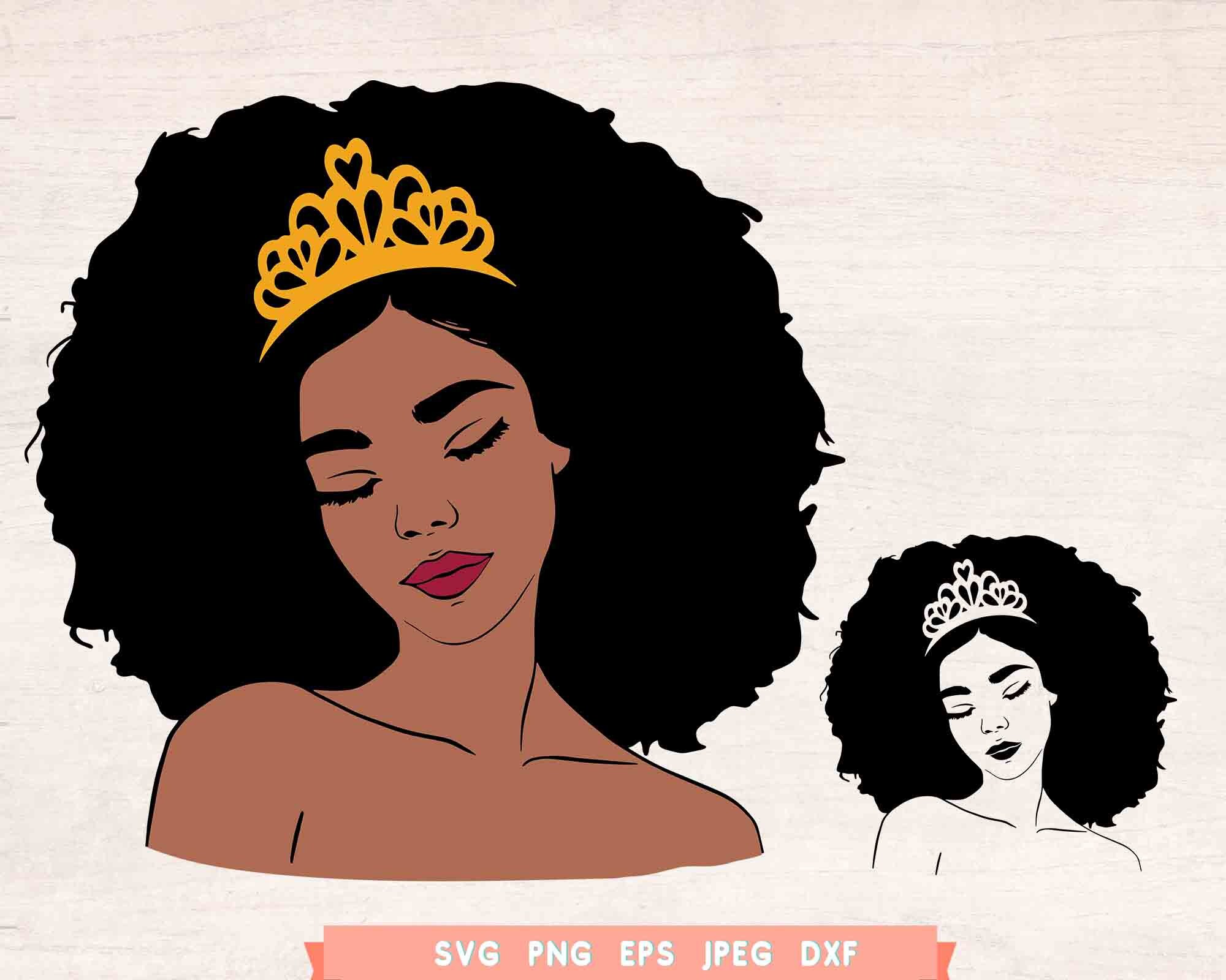Afro Girl With Crown SVG Bundle Black Queen Crown Natural Etsy Canada