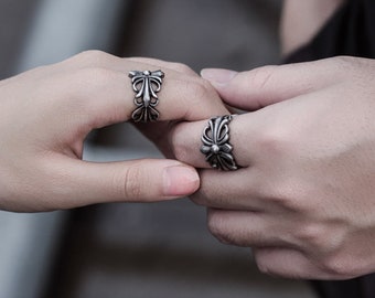 Punk Rock Vintage Englisch Verflochten Verdrehte Frauen Ring 925 Silber Schmuck