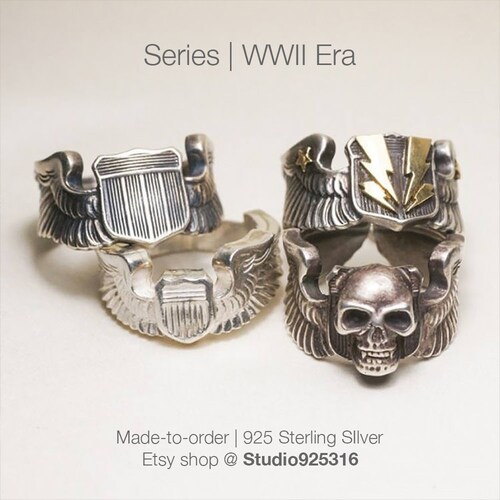 WW2 US Air Force Pilot Ring, 950 Silver Shield Wings Ring,, Gift for Men, Gift for Him, Gift for Husband, shops Gift for Self, Gift for Boyfriend