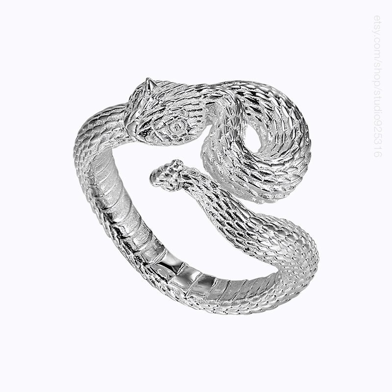 Silver Snake Ring Rattlesnake Ring Rattler Snake Animal | Etsy