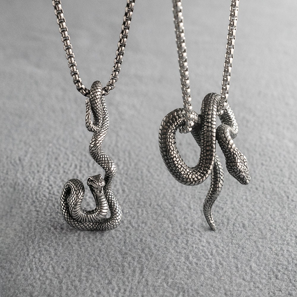 Snake Rattlesnake Stainless Steel Necklace Rattler Snake Etsy