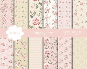 Flowers Digital Paper, Roses Digital Paper, Shabby Chic Digital Paper, Floral Digital Paper, Vintage Digital Paper, Pink Vintage Roses