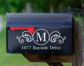 Personalized Mailbox Decal - Monogram and Address Decal - Mailbox Vinyl Decals