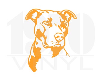 Silhouette Pitbull Decal Sticker Free Name Personalization Pit bull Dog Vinyl Car Decal Laptop Decal Car Window Sticker