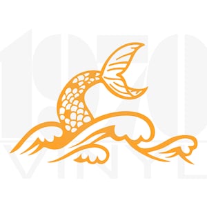 Mermaid Tail and Waves Vinyl Decal - Mermaid Fantasy Decal - Window Decal - Laptop Decal - Tumbler Decal