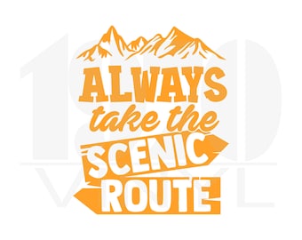 Scenic Route Vinyl Decal: Hiking, Camping, RV, Outdoors