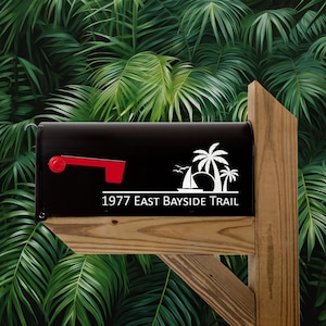 Personalized Mailbox Decal: Sailboat, Sunset, Palms Address Decals