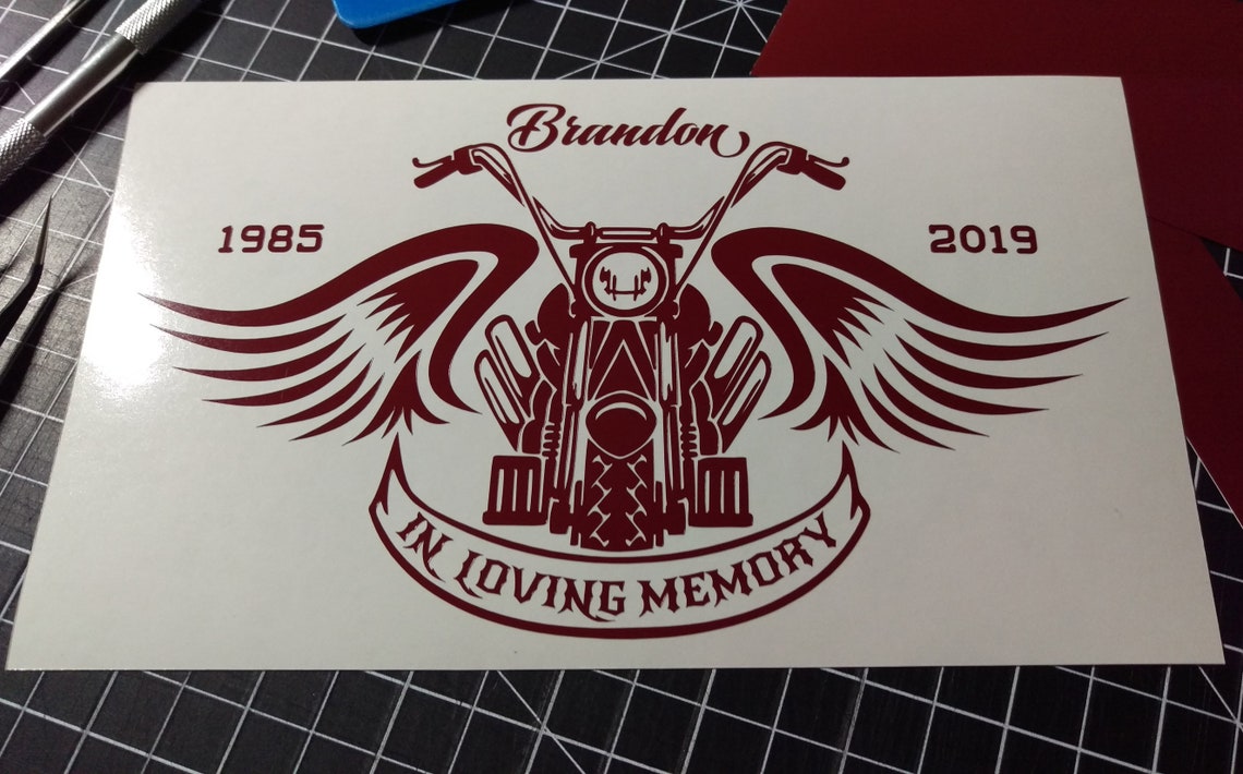 In Loving Memory Motorcycle Wings Vinyl Decal Window Decal Etsy