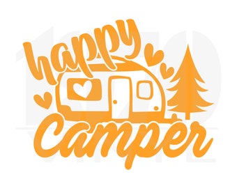 Calcomanía de vinilo Happy Camper: decoración para autocaravanas, ventanas y neveras