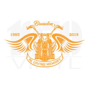 Personalized Motorcycle Wings Decal: In Loving Memory Vinyl Decal