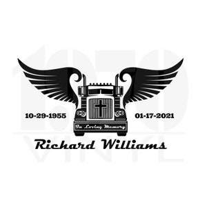 Décalcomanie en vinyle personnalisée pour camionneur In Loving Memory