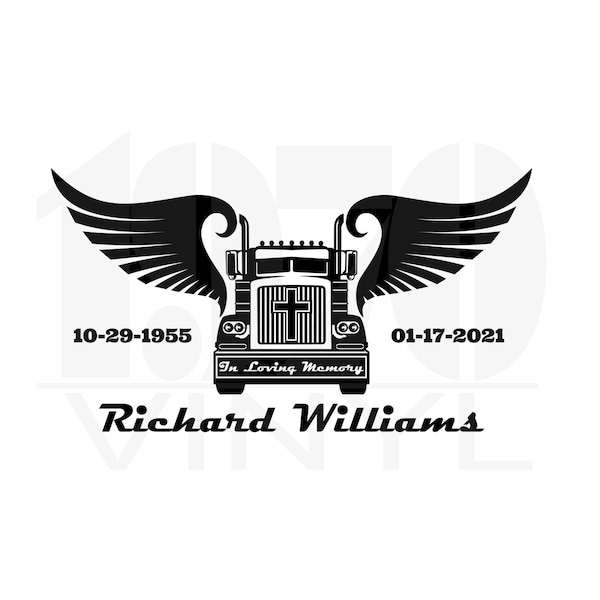 In Loving Memory Decal - Truck Driver Memorial Vinyl Decal - Window Decal - Car Truck Decal - Trucker Memorial - Custom - Personalized