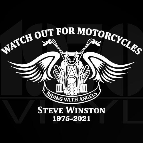 "In Memory Of Riding With Angels" Vinyl Decal - For Car, Truck, Motorcycle, Harley