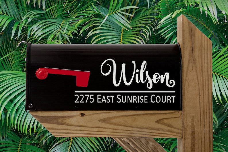 Personalized Mailbox Decal - Last Name and Address Decal - Mailbox Vinyl Decals - Mailbox Numbers