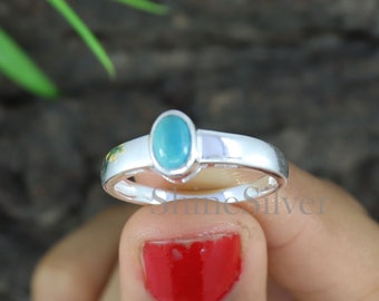 Genuine Turquoise Ring, Natural Turquoise Ring, 925 Sterling Silver Ring, Blue Gemstone Ring, Anniversary Ring, Promise Ring, Gift for her