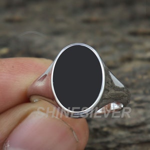 Black Onyx Ring, Sterling Silver Ring, Signet Silver Ring, Onyx Men&#39;s Ring, Gift for Men, Brother Gift, Father Gift, Husband Birthday Gift