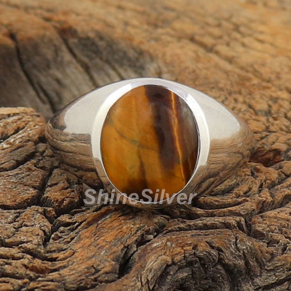 Bague oeil de tigre, bague en argent 925, chevalière pour homme, bague homme oeil de tigre, chevalière oeil de tigre, bagues de déclaration oeil de tigre, bague de fiançailles