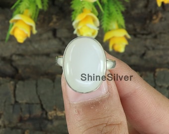 Natural Moonstone 925 Sterling Silver Ring, Oval Gemstone, Gift For Her