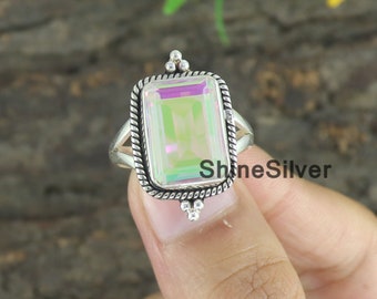 Angel Aura Quartz Ring: Handmade 925 Sterling Silver Boho Ring