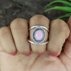 Natural Pink Opal Ring, Sterling Silver Ring, Pink Opal Silver Ring, Pink Opal Ring, Pink Opal Statement Ring, Pink Stone Ring, Gift For her