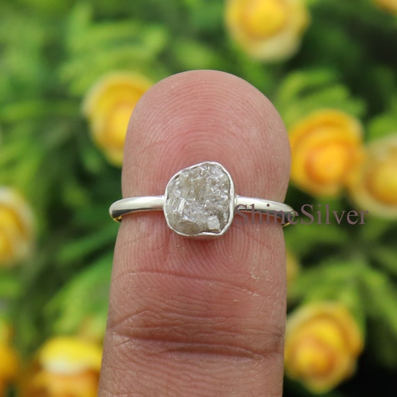 Dawn Vertrees Raw Uncut Rough Engagement Wedding Rings: Oval Natural  Crystal Rough Diamond Twig Engagement Ring in 14k White Gold by DV Jewelry  Designs