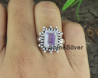 Handmade Angel Aura Quartz Ring: 925 Sterling Silver Boho Ring