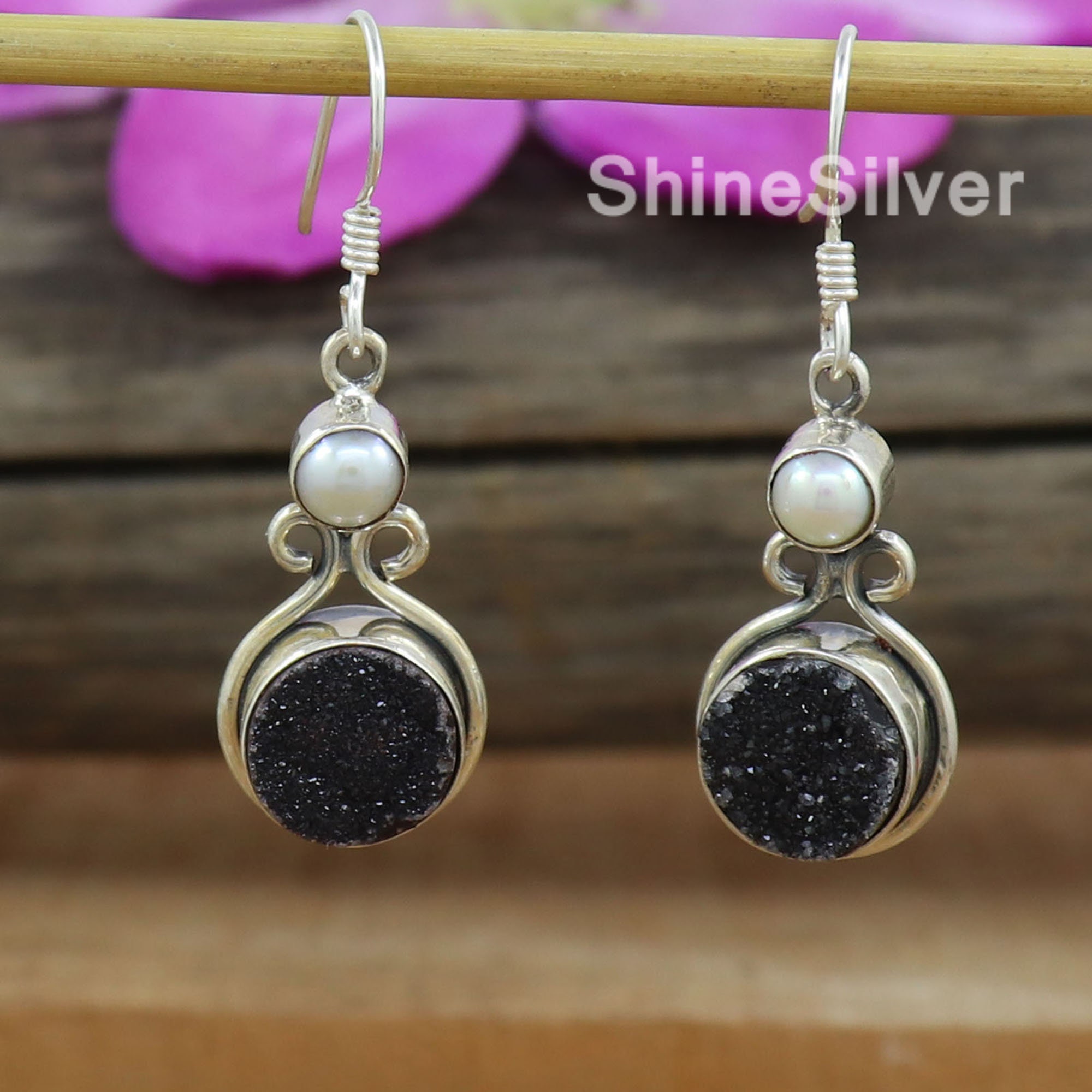 925 Sterling Silver Waterfall Earrings Kit With Black Onyx Rondelles  (1pair)
