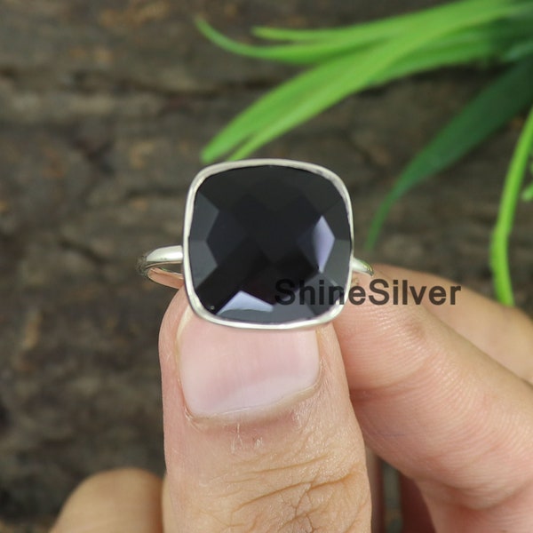 Black Onyx  Ring, Gemstone Ring, 925 Sterling Silver Ring, Statement Ring, Ring for Women, Promise Ring , Handmade Jewelry,Gift For Her Ring