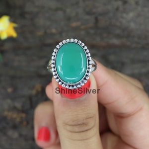 Natural Chrysoprase Ring, Green Gemstone Ring, 925 Silver Ring, Ring for Women, Promise Ring, Friend Gifts, Statement Ring, Everyday Ring