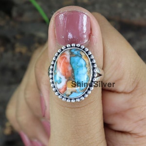 Oyster Turquoise Ring, Copper Turquoise Ring, 925 Sterling Silver Ring, Boho Turquoise Ring, Statement Ring, Ring for Women, Promise Ring Oyster Turquoise