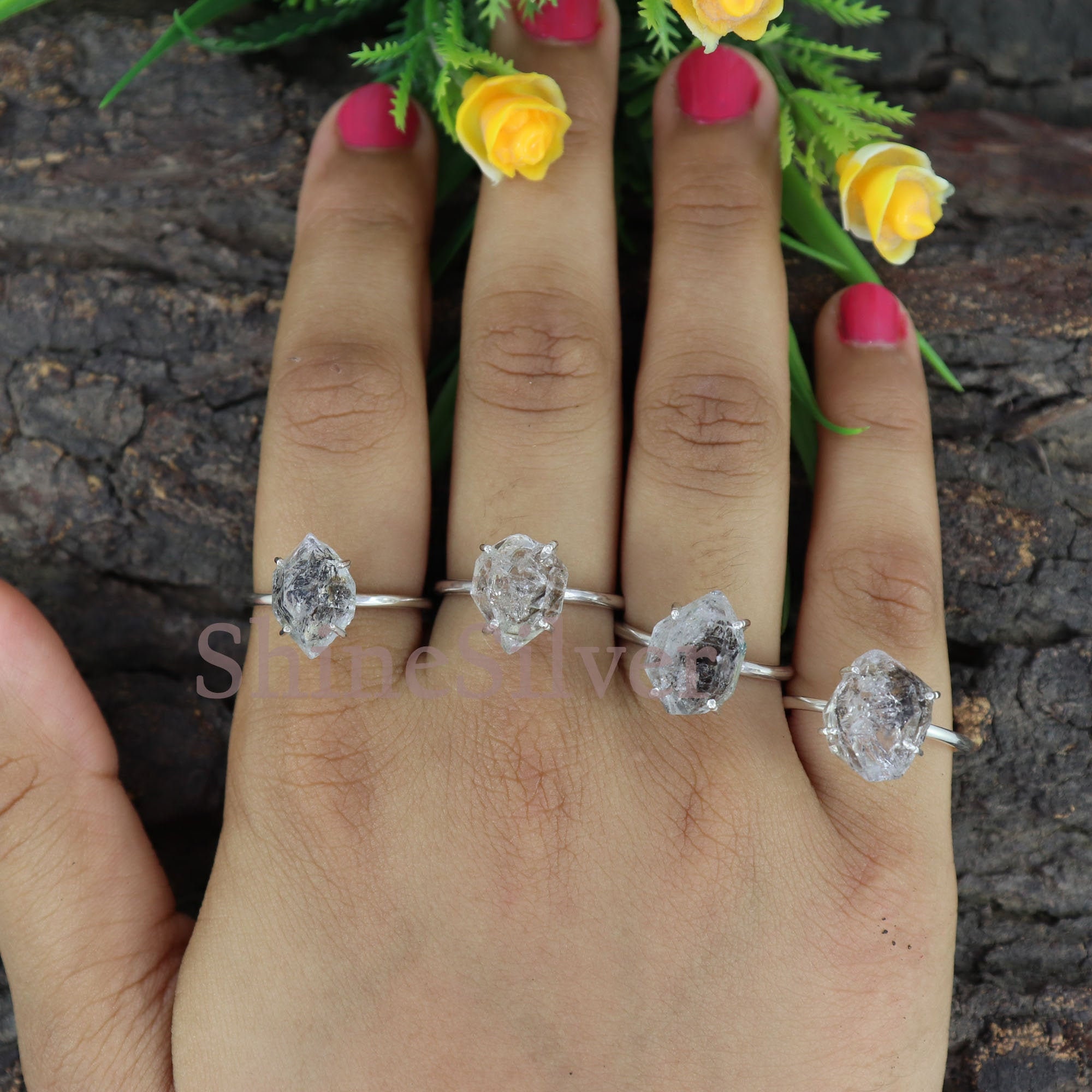 Herkimer Diamond Ring, One of kind Diamond Ring, Natural Uncut Stone …