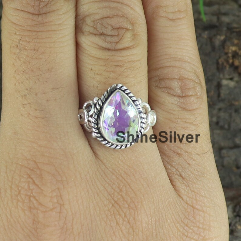 Top Hand Ropes Ringer Angel Aura Quartz Ring: Handmade 925 Sterling Silver Boho Ring - Etsy