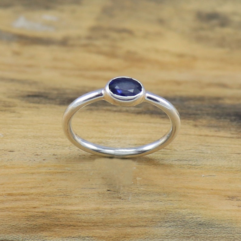 Promise Ring Handmade silver Ring 925 Sterling Silver Ring Size 3 to 15 Ring September Birthstone Natural Blue Sapphire Ring
