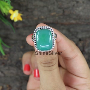 Chrysoprase Silver Ring, Green Gemstone Ring, 925 Silver Ring, Ring for Women, Promise Ring, Friend Gifts, Statement Ring, Everyday Ring