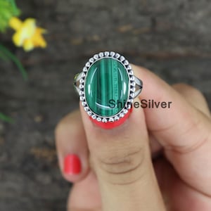 Oyster Turquoise Ring, Copper Turquoise Ring, 925 Sterling Silver Ring, Boho Turquoise Ring, Statement Ring, Ring for Women, Promise Ring Malachite