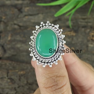 Chrysoprase Ring, Gemstone Ring, 925 Sterling Silver Ring, Statement Ring, Ring for Women, Designer Ring,Handmade Ring, Engagement Gift Ring