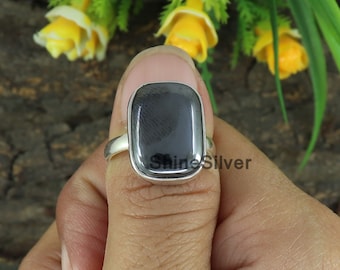 ヘマタイトステートメントリング：925スターリングシルバーボヘミアン