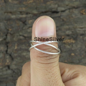 Bague en argent, anneau à rouler trois bandes, anneau fin, alliance, anneau en argent, anneau Trinity, cadeau pour elle