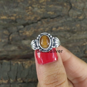 Natural Tiger&#39;s eye Ring, 925 Sterling Silver Ring, Gift For Her, Rings for Women, Ring for Girls, Designer  Gift Ring, Bohemian Ring