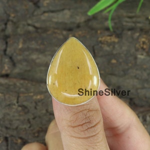 Yellow Jade Ring, Gemstone Ring, 925 Sterling Silver Ring, Statement Ring, Ring for Women, Promise Ring , Handmade Ring, Gift For Her Ring