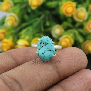 Raw Turquoise Ring, 925 Silver Ring, Turquoise Ring, Turquoise Jewelry, One of kind Turquoise Ring, Uncut Gemstone Ring, Raw Gemstone Ring