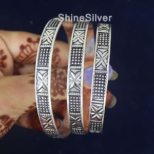 Silver Boho Bangles, Set Of 3 Bangles, Oxidized Silver Bangles, Set Of Bangles, Gift For Her , West Indian Silver Bangles, Handmade Bangles