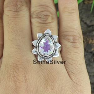 Angel Aura Quartz Ring, Gemstone Ring, 925 Sterling Silver Ring, Ring for Women, Promise Ring, Handmade Ring, Engagement Ring, Gift For Her