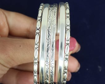 Sterling Silber Armreif Set von 6, West Indian Style, Boho Schmuck