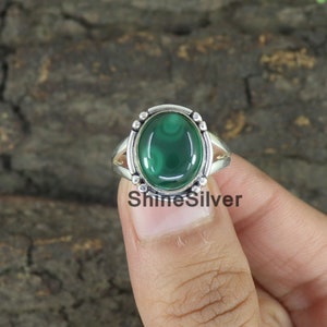 Malachite Ring,  Green Gemstone Ring, 925 Silver Ring, Handmade Gift Jewelry, Rings For Women, Anniversary Ring, Promise Ring, Gift For Her