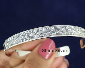 Dicker Sterling Silber Armreif: Boho Schmuck