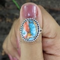 Oyster Turquoise Ring, Copper Turquoise Ring, 925 Sterling Silver Ring, Boho Turquoise Ring, Statement Ring, Ring for Women, Promise Ring
