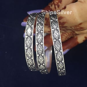 Silver Boho Bangles, Set Of 3 Bangles, Oxidized Silver Bangles, Set Of Bangles, West Indian Silver Bangles, Handmade Bangles , Gift For Her
