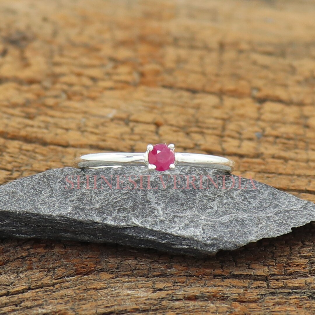 natural ruby silver ring, dainty ruby ring, stackable... Dainty Ruby Ring, 925 Sterling Silver, Handmade Stacking Ring - Etsy